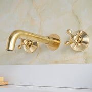Clayton Unlacquered Brass Wall-Mount Bathroom Faucet – Cross Handles