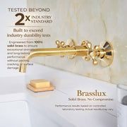 Clayton Unlacquered Brass Wall-Mount Bathroom Faucet – Cross Handles