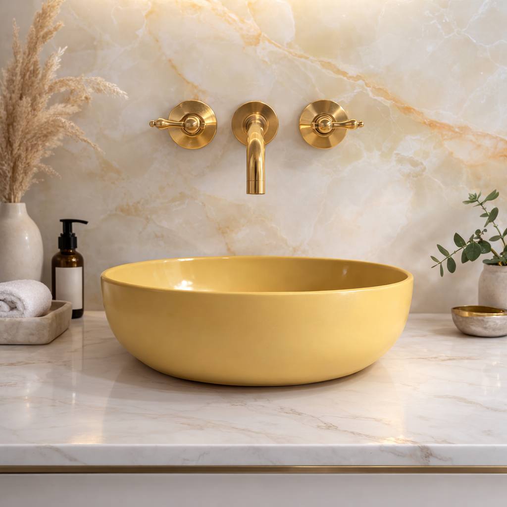 Clayton Unlacquered Brass Wall-Mount Bathroom Faucet – Lever Handles