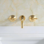 Clayton Unlacquered Brass Wall-Mount Bathroom Faucet – Lever Handles