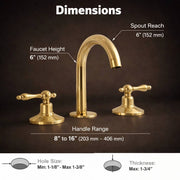Compact Unlacquered Brass Widespread Bathroom Faucet – Lever Handles