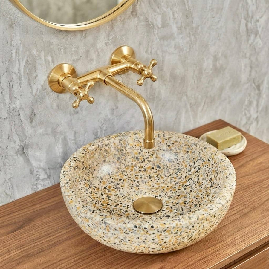 Alamo Unlacquered Brass Exposed Valve Wall Bathroom Faucet