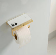 Unlacquered Brass Toilet Paper Holder with Shelf
