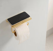 Unlacquered Brass Toilet Paper Holder with Shelf