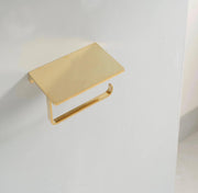 Unlacquered Brass Toilet Paper Holder with Shelf