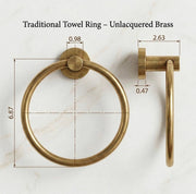 Unlacquered Brass Traditional Towel Ring for Bathroom