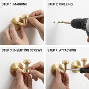 Unlacquered Brass Robe Hook for Bathroom Wall Mount