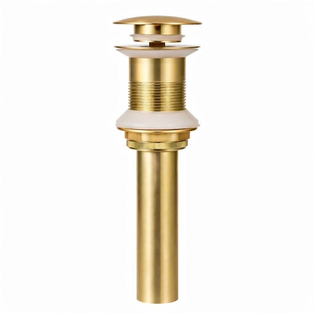 Unlacquered Brass Push-Up Sink Drain – No Overflow