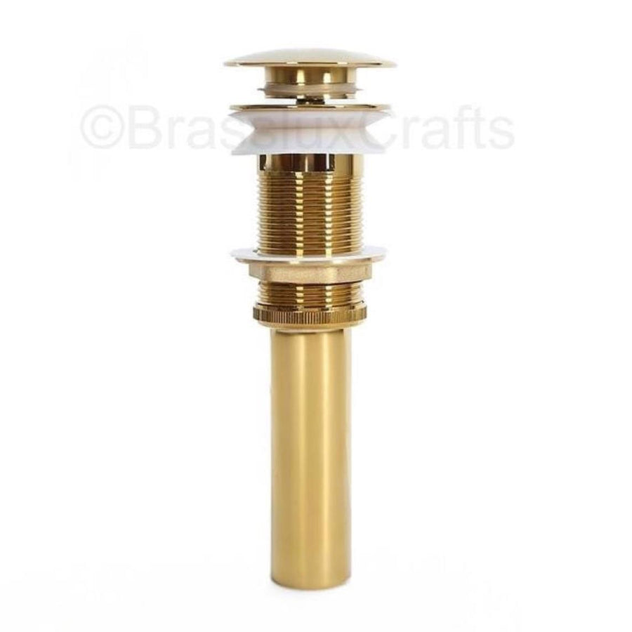 Unlacquered Brass Push-Up Sink Drain – With Overflow