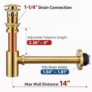 1-1/4" Round Bottle P-Trap – Unlacquered Brass
