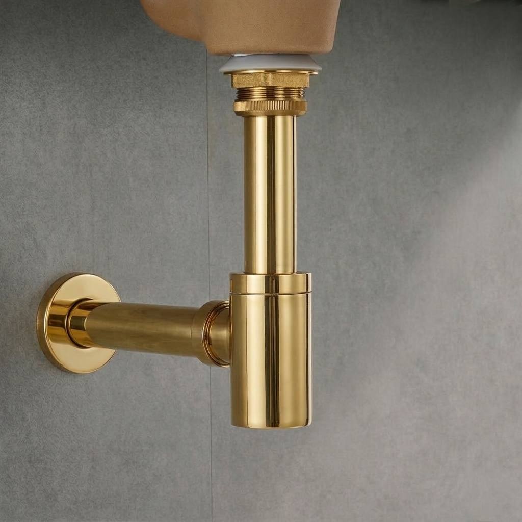 1-1/4" Round Bottle P-Trap – Unlacquered Brass