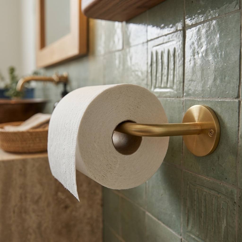 Traditional Toilet Paper Holder - installed above a bathroom vanity