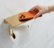 Unlacquered Brass Toilet Paper Holder with Shelf