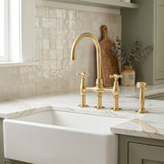 Eiffel Bridge Unlacquered Brass Kitchen Faucet – Side Sprayer