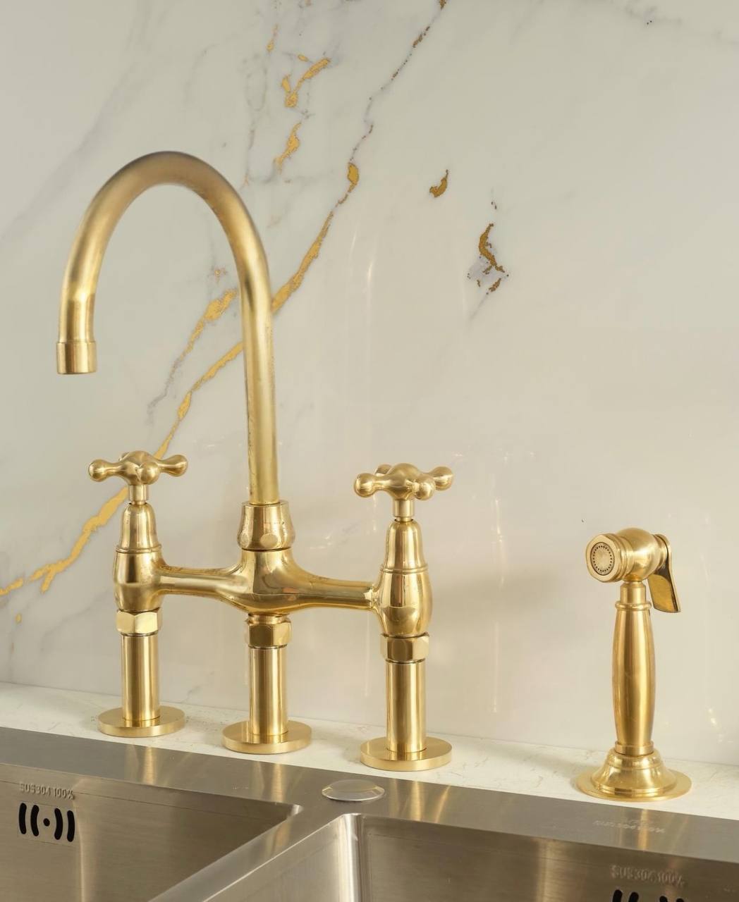 Eiffel Bridge Kitchen Faucet with Side Sprayer - installed in a modern kitchen