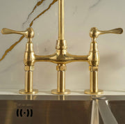 Eiffel Bridge Unlacquered Brass Kitchen Faucet with Side Sprayer