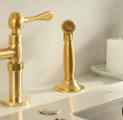 Eiffel Bridge Unlacquered Brass Kitchen Faucet – Side Sprayer
