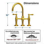Eiffel Bridge Unlacquered Brass Kitchen Faucet – Side Sprayer