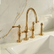 Eiffel Bridge Unlacquered Brass Kitchen Faucet – Side Sprayer