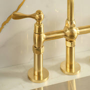 3-Hole Bridge Unlacquered Brass Kitchen Faucet – Cross or Lever Handles