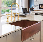 3-Hole Bridge Unlacquered Brass Kitchen Faucet – Cross or Lever Handles
