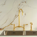 Victorian Bridge Unlacquered Brass Kitchen Faucet – Lever Handle