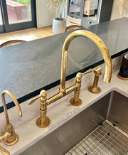 Brooklyn Bridge Unlacquered Brass Kitchen Faucet – Lever Handles