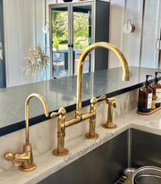 Brooklyn Bridge Unlacquered Brass Kitchen Faucet – Lever Handles