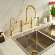 Brooklyn Bridge Unlacquered Brass Kitchen Faucet – Lever Handles