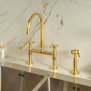 Brooklyn Bridge Unlacquered Brass Kitchen Faucet – Cross Handles