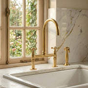 Brooklyn Bridge Unlacquered Brass Kitchen Faucet – Cross Handles