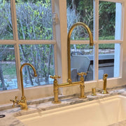 Brooklyn Bridge Unlacquered Brass Kitchen Faucet – Cross Handles