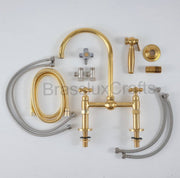 Ball Bridge Unlacquered Brass Kitchen Faucet – Cross Handles
