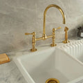 Ball Bridge Unlacquered Brass Kitchen Faucet – Lever Handles