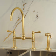 Ball Bridge Unlacquered Brass Kitchen Faucet – Lever Handles