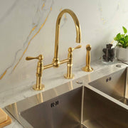 Ball Bridge Unlacquered Brass Kitchen Faucet – Lever Handles