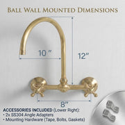 Ball Wall-Mounted Kitchen Faucet – Unlacquered Brass
