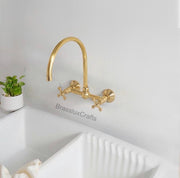 Ball Wall-Mounted Kitchen Faucet – Unlacquered Brass