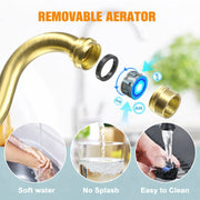 Classic Wall-Mount Unlacquered Brass Kitchen Faucet – Cross Handles