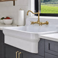 Classic Wall-Mount Unlacquered Brass Kitchen Faucet – Cross Handles