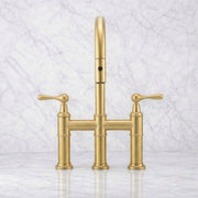 Fremont 3-Hole Pull-Down Bridge Kitchen Faucet – Unlacquered Brass