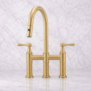 Fremont 3-Hole Pull-Down Bridge Kitchen Faucet – Unlacquered Brass