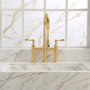 Fremont 3-Hole Pull-Down Bridge Kitchen Faucet – Unlacquered Brass