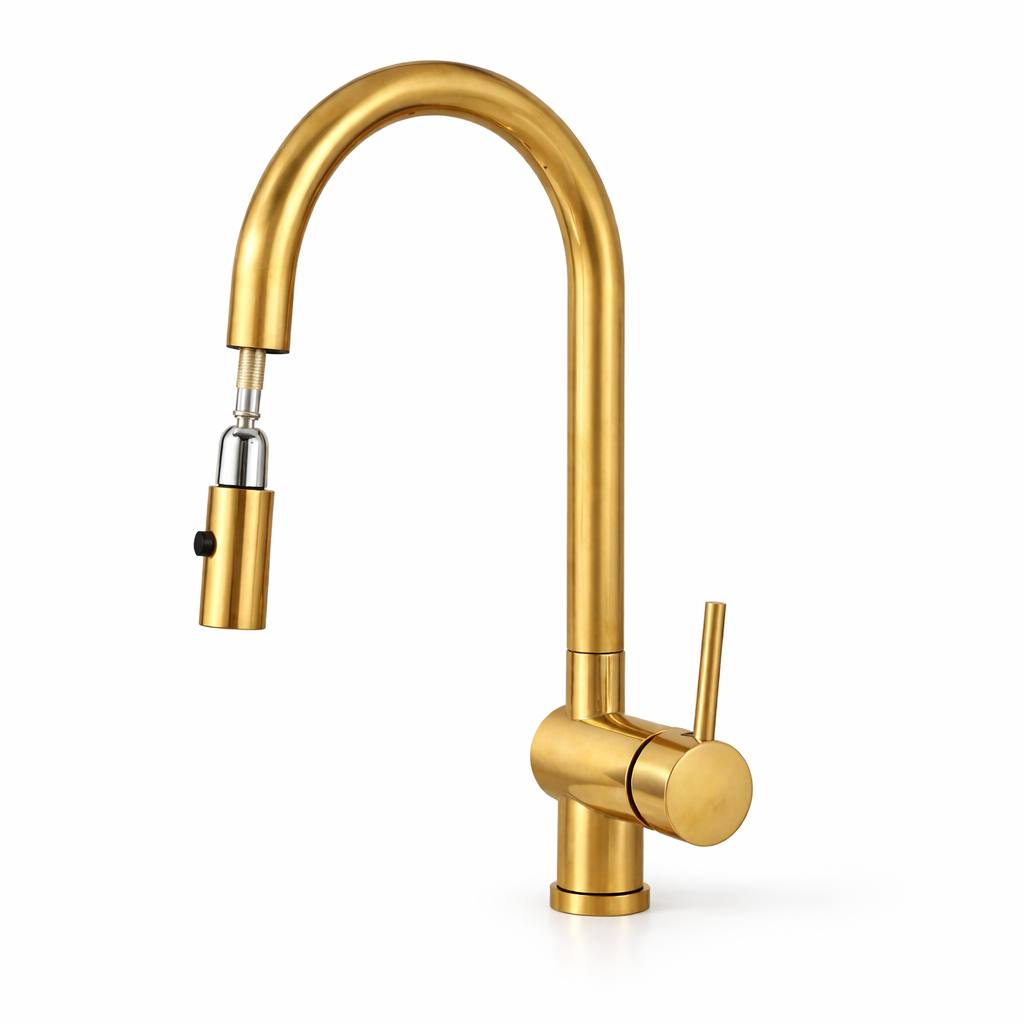 Irving Pull-Down Unlacquered Brass Kitchen Faucet – Single Lever