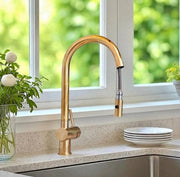 Irving Pull-Down Unlacquered Brass Kitchen Faucet – Single Lever