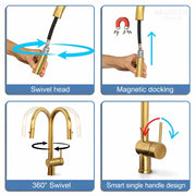Irving Pull-Down Unlacquered Brass Kitchen Faucet – Single Lever