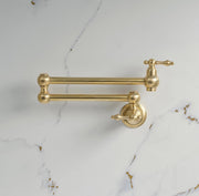 Haven Unlacquered Brass Wall Mount Pot Filler | Mini Lever Handle