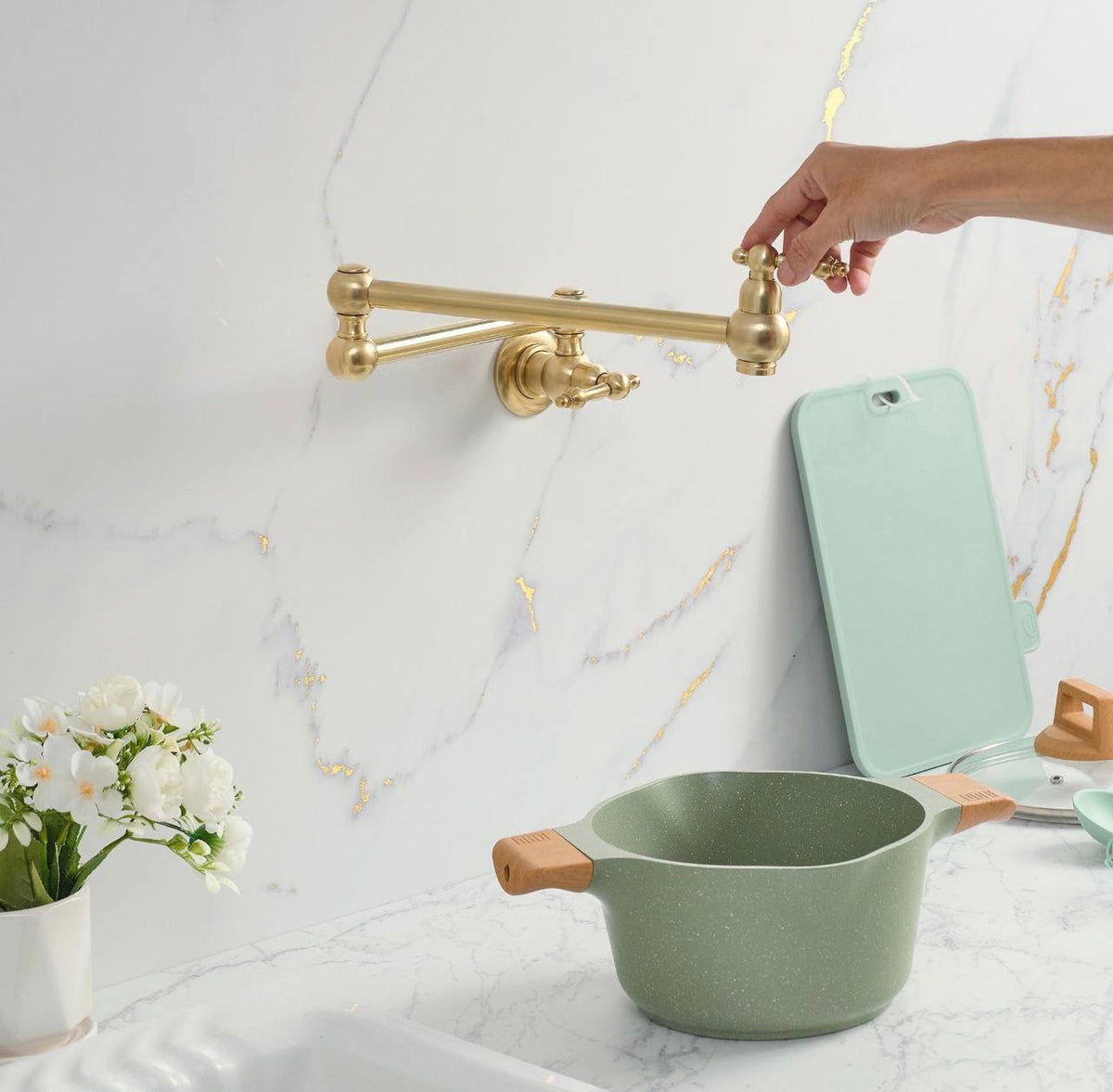 Haven mini lever pot filler – angled view