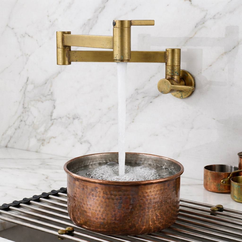 Taous wall-mount pot filler faucet – angled view