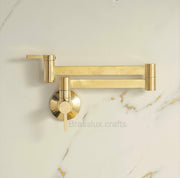 Taous Unlacquered Brass Wall-Mount Pot Filler Faucet – Lever Handles